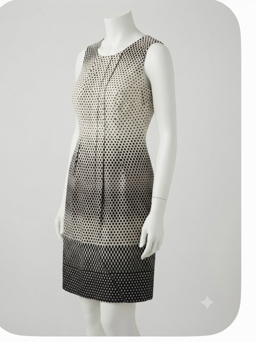 Sleeveless Black and Cream Ombre Polka Dot Midi Dress